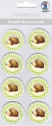 3D Sticker Button mit Igel, 8 Stück