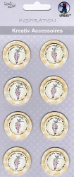 3D Sticker Button mit Trauben gelb, 8 Stück