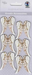 3D Sticker Engelsflügel perlmuttweiß gold, 6 Paar