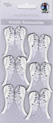 3D Sticker Engelsflügel perlmuttweiß silber, 6 Paar