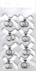 3D Sticker Hochzeitsringe mit Schleife silber, 8 Stück