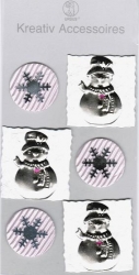 3D Sticker Schneemänner und Schneeflocken, silber, 6 Stück