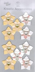 3D Sticker Sternblüten creme gold, 10 Stück
