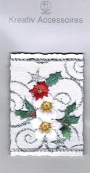 3D Sticker Weihnachtsblüten, silber, 1 Stück