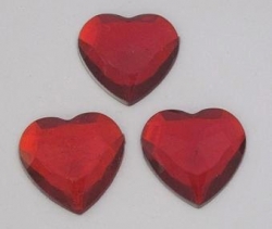 Acrylherzen geschliffen 2 cm rot 6 Stück