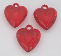 Acrylherzen mit Öse 2,2 cm rot 4 Stück