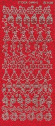 Anhänger Sticker, Charms Diamantfolie rot gold, Weihnachten