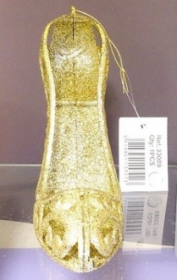 Dekoschuhe groß glitter gold, 1 Stück