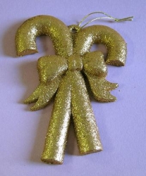 Goldglitzer Zuckerstangen mit Schleife 1 Stück