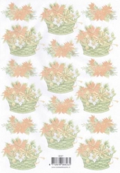 Hintergrundpapier transparent, Weihnachtssterne im Korb, 90 g, DIN A 4