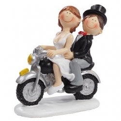 Figur Hochzeitspaar auf Motorrad, 8,5 cm, 1 Stück