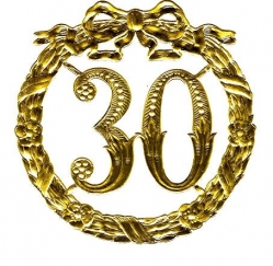 Karton Jubiläumszahl 30 gold 13 cm