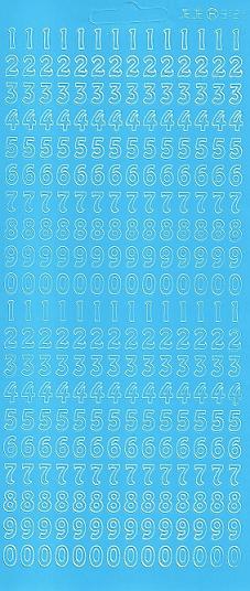 Konturensticker babyblau, Zahlen 0 bis 9, 8 mm