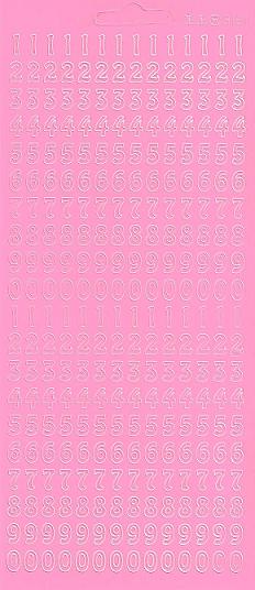 Konturensticker babyrosa, Zahlen 0 bis 9, 8 mm