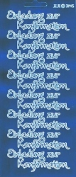 Konturensticker dkl.blau Einladung zur Konfirmation, modern Spiegelfolie