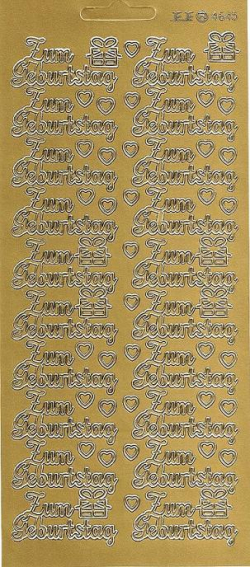 Konturensticker gold, 20x Zum Geburtstag 