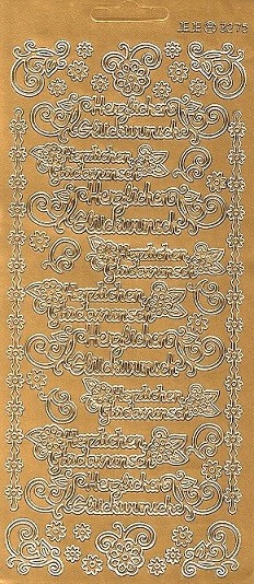 Konturensticker gold, Herzlichen Glückwunsch mit Borten