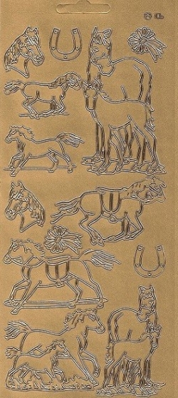 Konturensticker gold, Pferde 