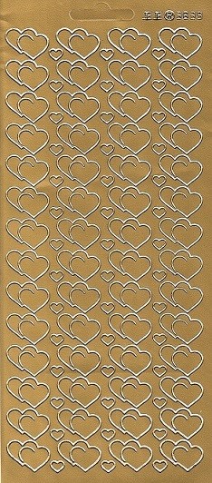 Konturensticker gold, filigrane Doppelherzen