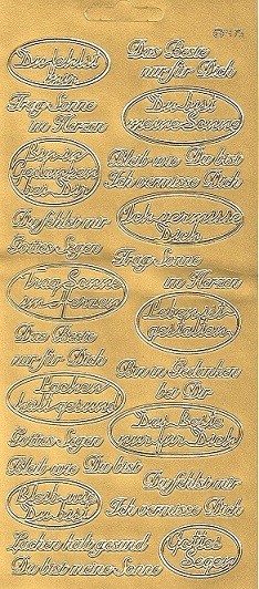 Konturensticker gold, verschiedene Sprüche