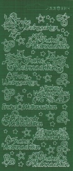 Konturensticker grün, Frohe Weihnachten mit Ornamenten