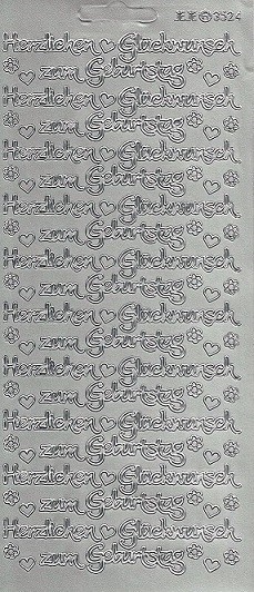 Konturensticker silber, 10 mal Herzlichen Glückwunsch zum Geburtstag