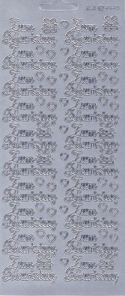 Konturensticker silber, 20x Zum Geburtstag 