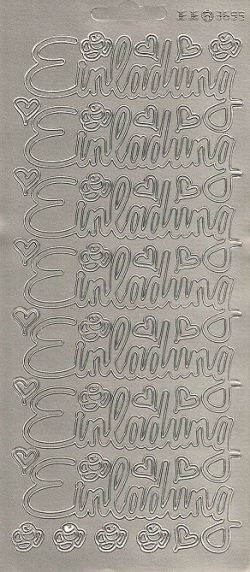 Konturensticker silber, 7x Einladung groß