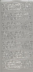 Konturensticker silber, Einladung zum Geburtstag im ovalem Kreis