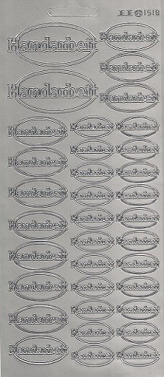 Konturensticker silber, Handarbeit im ovalem Kreis