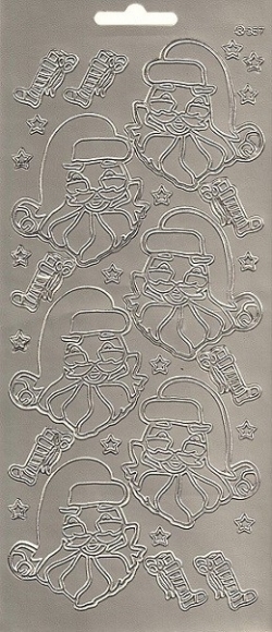 Konturensticker silber, 6 Nikolausköpfe
