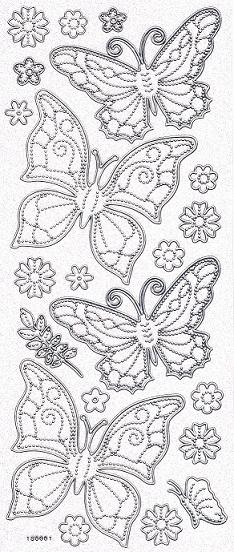 Konturensticker transparent glitter silber, Schmetterlinge