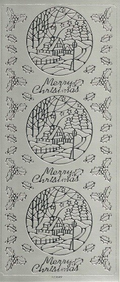 Konturensticker silber, Winterlandschaft Spiegeleffekt