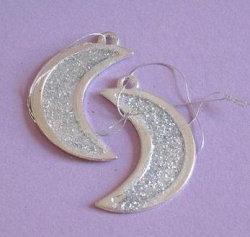 Metall Mondanhänger glittersilber 40 mm 2 Stück