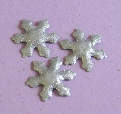 Metall Schneeflocke silberglitter 25 mm 6 Stück