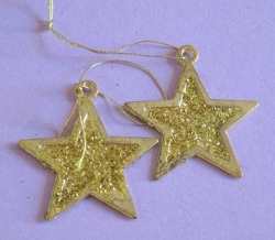 Metall Sternanhänger glittergold antik 35 mm 2 Stück