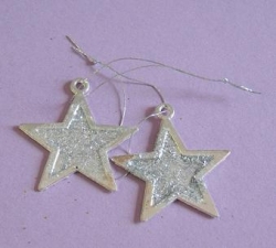 Metall Sternanhänger glittersilber 35 mm 2 Stück