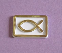 Metallic Fisch weiß gold 1 Stück