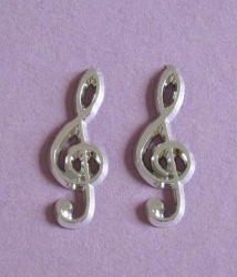 Metallic Notenschlüssel silber 4 Stück
