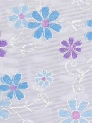 Deko Stoff Organza, Blütenranken, türkis violett, glimmer, 290 mm, 1 m