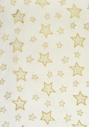 Deko Stoff Organza, Design Sterne, creme gold glänzend, 290 mm, 1 m