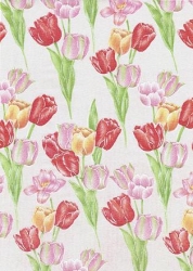 Deko Stoff Organza, Tulpen, bunt, 290 mm, 1 m