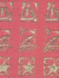 Deko Stoff Organza, Weihnachtsdeko, rot gold, 290 mm, 1 m