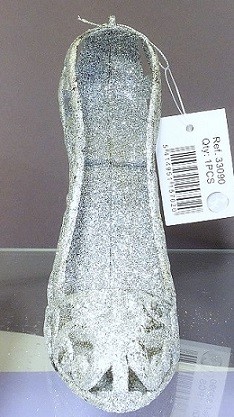 Dekoschuhe groß glitter silber, 1 Stück