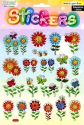 Sticker bunt transparent, Blumen und Schmetterlinge
