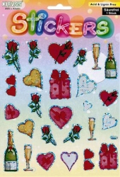 Sticker bunt, Herzen und Rosen