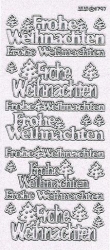 Konturensticker transparent glitter silber, Frohe Weihnachten in Blockschrift