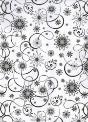 Transparentpapier Black & White Blüten 115 g 50x61 cm 1 Rolle