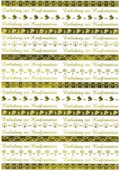 Transparentpapier Bordüren gold, Einladung zur Konfirmation 115g, DIN A4