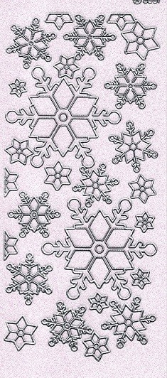 Konturensticker transparent glitter silber, verschiedene Eiskristalle